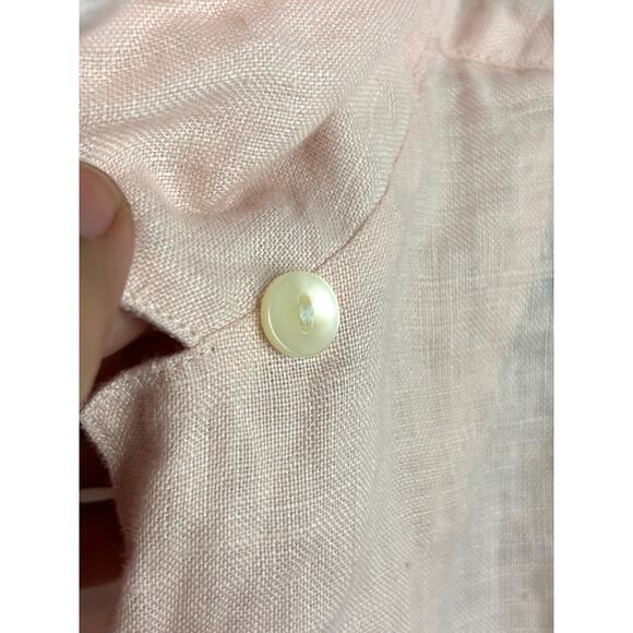 Vintage Talbots Irish Linen Long Sleeve Button Up Shirt Light Pink Womens Sz 10 - Picture 5 of 9